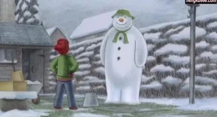 Снеговик и снежный пёс кадры